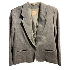 Pendleton Women’s Blazer Jacket One Button 100% Wool Gray Size 16 Long Sleeve